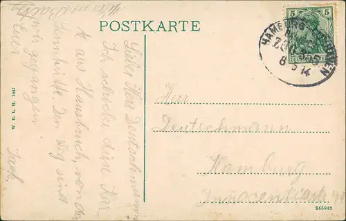 Ansichtskarte Hausbruch Hausbruch Sennhütte - gel. Bahnpost 1914   gelaufen mit Bahnpost Stempel Zug 355