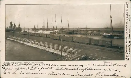 Tampa Railway Dock Shipping Port Tampa, Schiffe & Eisenbahn 1913