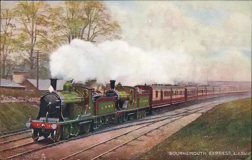Postcard Bournemouth Famous Bournemouth Express Railway, Eisenbahn 1910