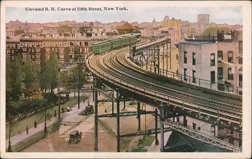 New York City Elevated Railway at 110th Street, Hochbahn Eisenbahn 1920