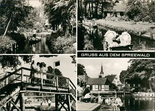 .Brandenburg DDR Mehrbild-AK 4 Ansichten, Typen, Tradition Spreewald 1971