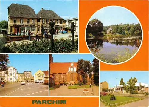 Parchim Wilhelm-Pieck-Platz Kinderkurheim, Platz der Arbeit, HO-Kaufhalle 1983