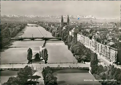 Ansichtskarte München  Blick Alpen 1962  mit Bahnpost Zugstempel Zug 00083