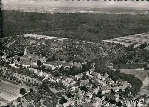 Maulbronn Luftbild Überflugkarte vom Kloster, Luftaufnahme 1960/1954