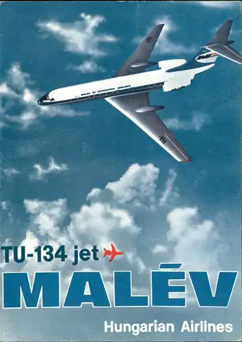 Typ TU-134 jet aircraft of MALEV Flugwesen - Flugzeuge Hungarian Airline 1987