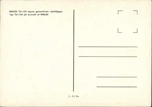 Typ TU-134 jet aircraft of MALEV Flugwesen - Flugzeuge Hungarian Airline 1987