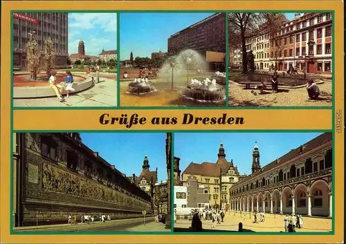 Dresden Glasbrunnen am Pirnaischen Platz, Prager Straße, Straße der Befreiung, Fürstenzug, Stallhof 1985