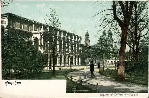 Ansichtskarte München Hofgarten mit Residenz Festsaalbau 1908