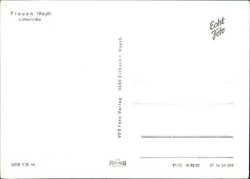 Ansichtskarte Plauen (Vogtland) Lutherkirche - Straße 1973