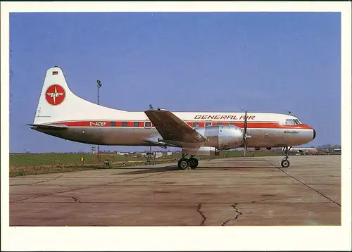 Ansichtskarte Fuhlsbüttel-Hamburg GENERAL AIR Convair CV.440 Flugzeug 1989