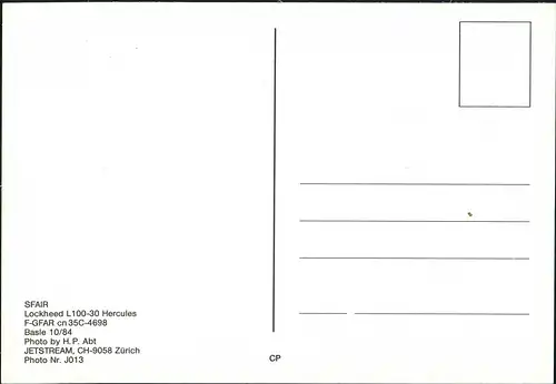 Ansichtskarte  SFAIR Lockheed L100-30 Hercules Flugwesen - Flugzeuge 1988