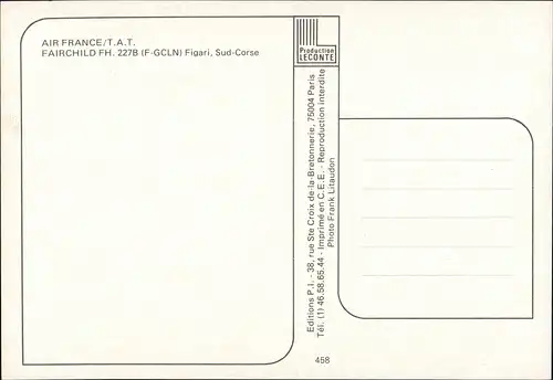 AIR FRANCE/T.A.T. FAIRCHILD FH. 227B (F-GCLN) Figari, Sud-Corse 1979