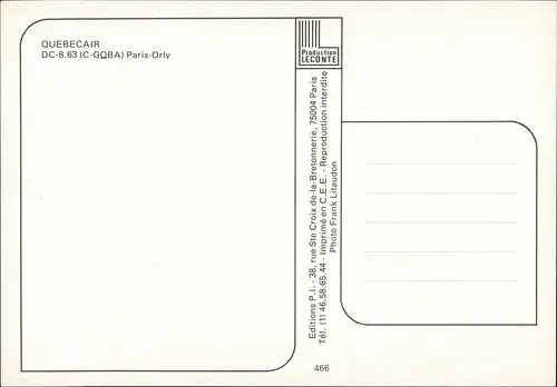 QUEBECAIR DC-8.63 (C-GQBA) Paris-Orly Flugwesen - Flugzeuge 1984