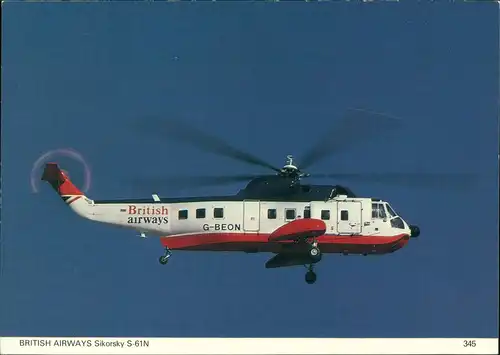 Ansichtskarte  BRITISH AIRWAYS Sikorsky S-61N Flugwesen - Flugzeuge 1986