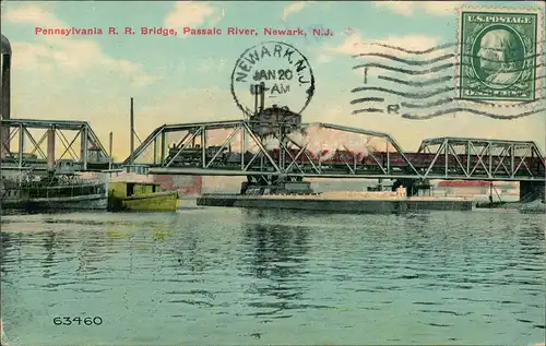 Newark Newark Pennsylvania Railway R.R. Bridge Passaic River N.J. 1912