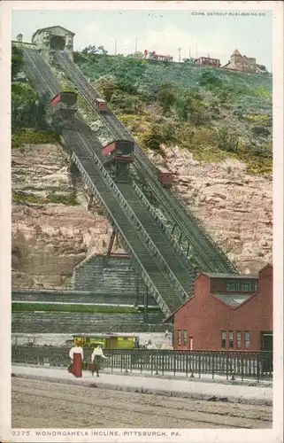 Postcard Pittsburgh Monongahela Incline, Treppen ähnliche Bergbahn 1920
