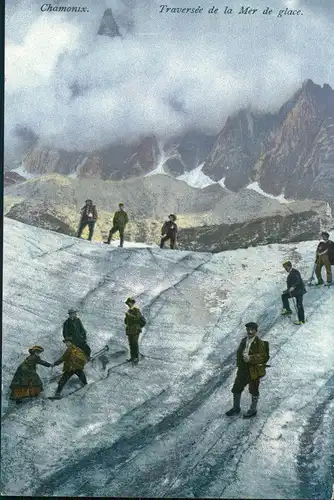 Chamonix-Mont-Blanc Traversée de la   Gletscher Bergsteiger, Glacier 1910