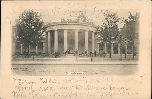 Ansichtskarte Aachen Männer vor Elisenbrunnen 1898