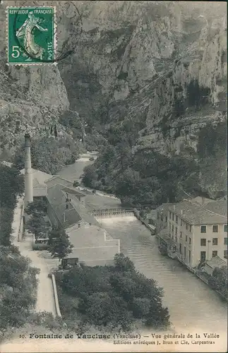Fontaine-de-Vaucluse Fabrik-Anlage im Tal, Vue de la Vallée 1908