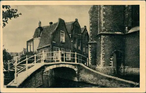 Postkaart Delft Delft Achter de Kerk, kleine Brücke 1953