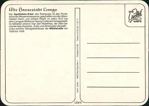 Ansichtskarte Lemgo Apotheken-Erker des Rathauses Mittelstrasse 1975