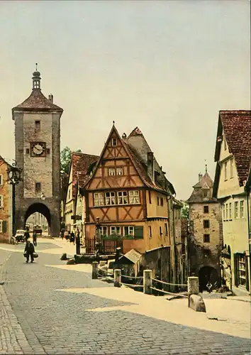 Rothenburg ob der Tauber Plönlein Strassen Partie, alte Häuser 1970