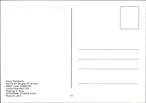Ansichtskarte  EMERY McDonnell Douglas DC-8-63CF Flugwesen - Flugzeuge 1994