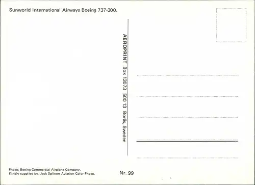 Sunworld International Airways Boeing 737-300. Flugwesen - Flugzeuge 1994