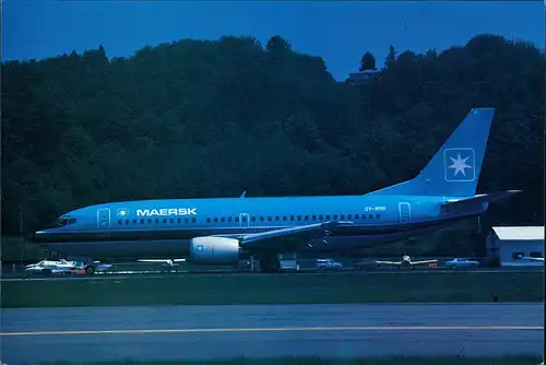 Ansichtskarte  MAERSK AIR Boeing 737-3L9. OY-MMK Flugwesen - Flugzeuge 1985