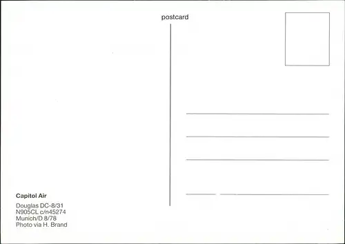 Ansichtskarte  Douglas DC-8/31 Capitol Air Flugwesen - Flugzeuge 1979