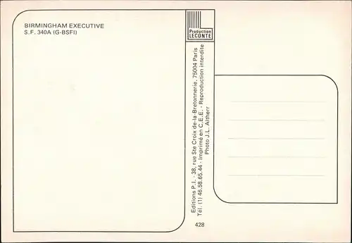 BIRMINGHAM EXECUTIVE S.F. 340A (G-BSFI) Flugwesen - Flugzeuge 1981