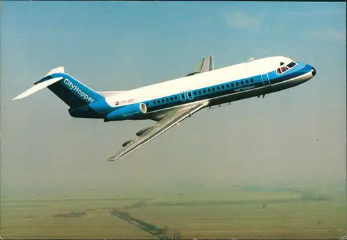 Ansichtskarte  Een Fokker Fellowship F-28 City Hopper Flugzeug 1978