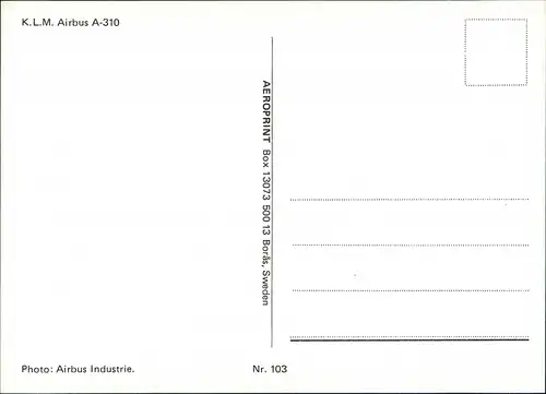 Ansichtskarte  K.L.M. Airbus A-310 Flugwesen - Flugzeuge 1979