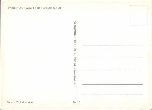 Ansichtskarte  Swedish Air Force Tp 84 Hercules C-130 Flugzeuge Militär 1981