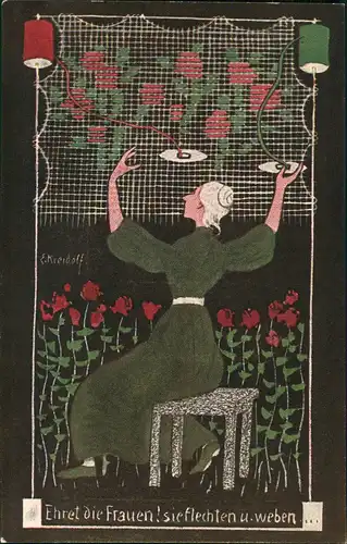 Ansichtskarte  Ernst Kreidolf, Ehret die Frauen, Kunstwart-Bildkarte 1920