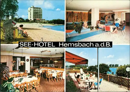 Ansichtskarte Hemsbach SEE-HOTEL 4 Ansichten Innen und Außen 1974