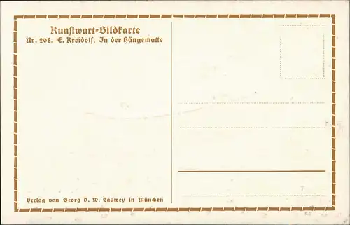 Ansichtskarte  Kunstwart-Bildkarte "In der Hängematte" 1920
