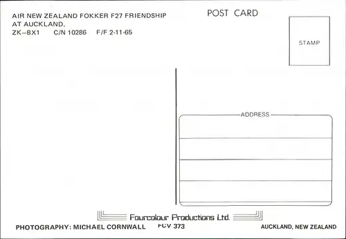 AIR NEW ZEALAND FOKKER F27 FRIENDSHIP Flugwesen - Flugzeuge 1984