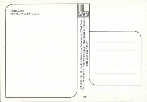 Ansichtskarte  EURALAIR Boeing 737-222 (F-GCLL) Flugwesen - Flugzeuge 1978