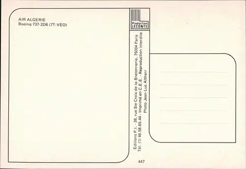 Ansichtskarte  AIR ALGERIE Boeing 737-2D6 (7T-VEO) Flugwesen - Flugzeuge 1983