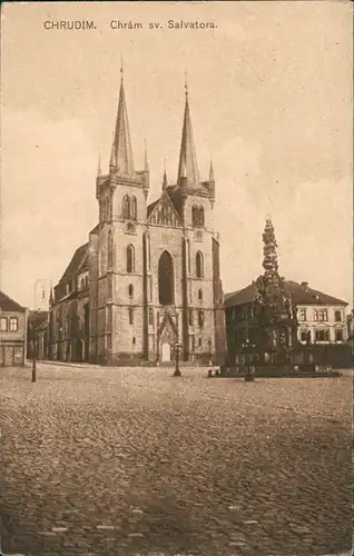 Chrudim Crudim Stadtteilansicht Chram sv. Salvatora Kirche 1918/1914