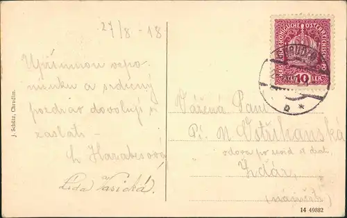 Chrudim Crudim Stadtteilansicht Chram sv. Salvatora Kirche 1918/1914