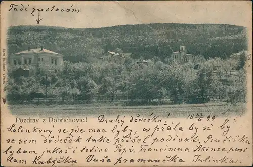 Dobrichowitz Dobschichowitz Dobřichovice  Blick auf Villa Villen Häuser 1899