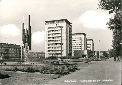 Halle (Saale) Leninallee Hochhäuser Brunnen Springbrunnen 1981/1976