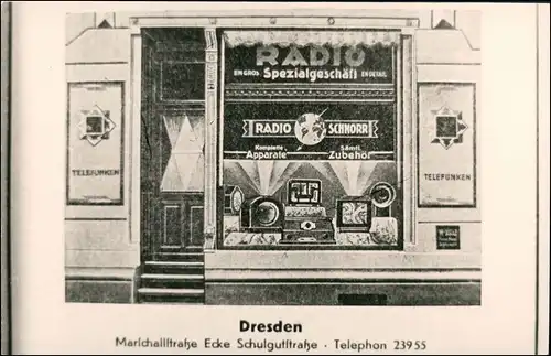 Dresden Radiogeschäft Marschallstraße Schulgutstraße 1930 REPRO
