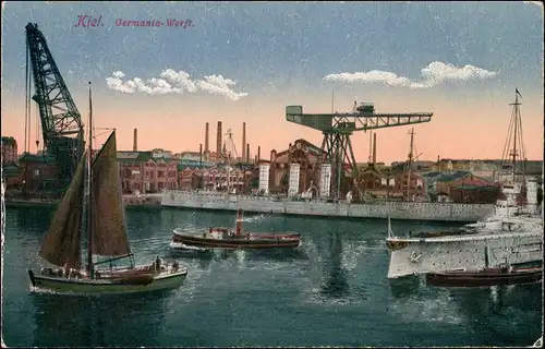 Ansichtskarte Kiel Germaniawerft 1915