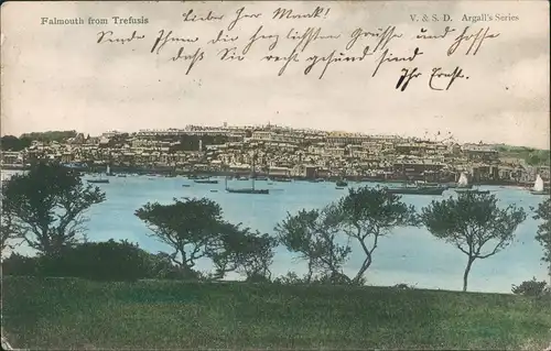 Postcard Falmouth (Cornwall) Panorama-Ansicht View from Trefusis 1905
