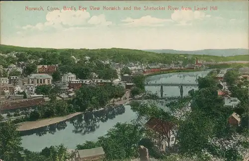 Norwich (Conn.) Bird`s Eye Shetucket River View from Laurel Hill 1910