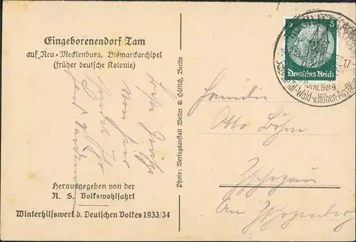 Postcard Neuirland/Neumecklenburg Eingeborenendorf Tam 1934