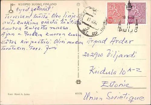 Postcard Kuopio Fernsehturm, Markt 1976